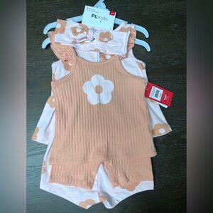 Petit Lem Pink and Peach girls 5 pieces Outfit Set